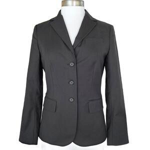 GAP Black 3-Button Cotton Boyfriend Blazer Jacket Size 2 Classic Business Casual